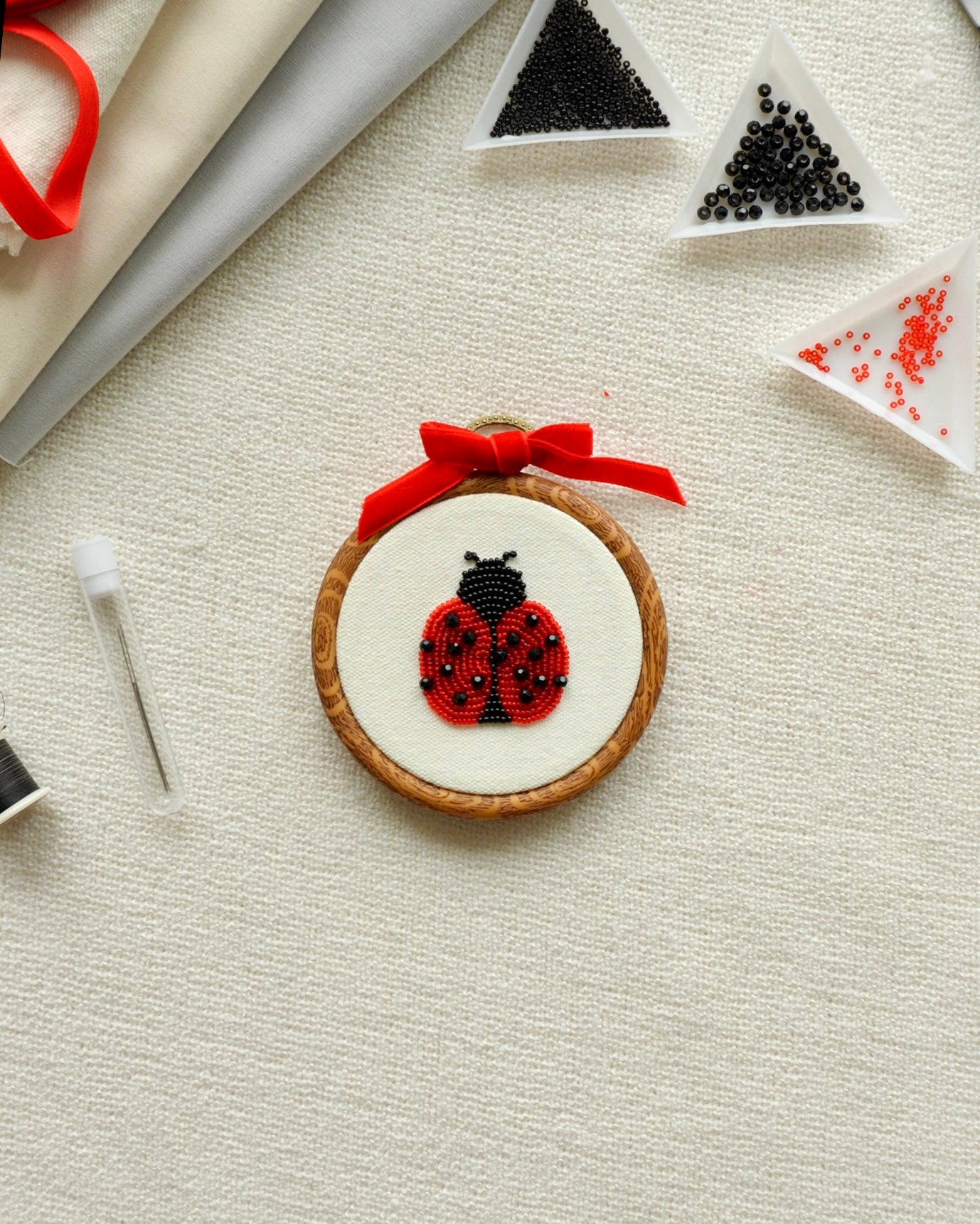 Hooped Bead Embroidery Kit "Ladybug"